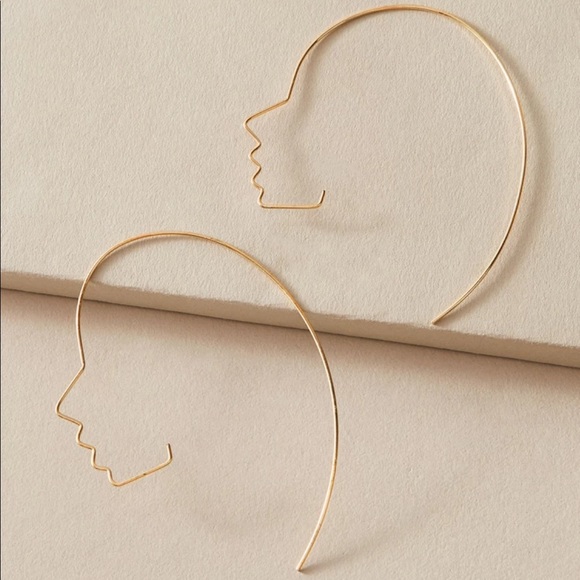 Face Silhouette Earrings - Picture 2 of 3